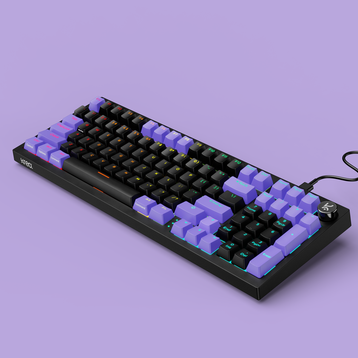 Hive98 V2 Black Purple Wired Mechanical Gaming Keyboard