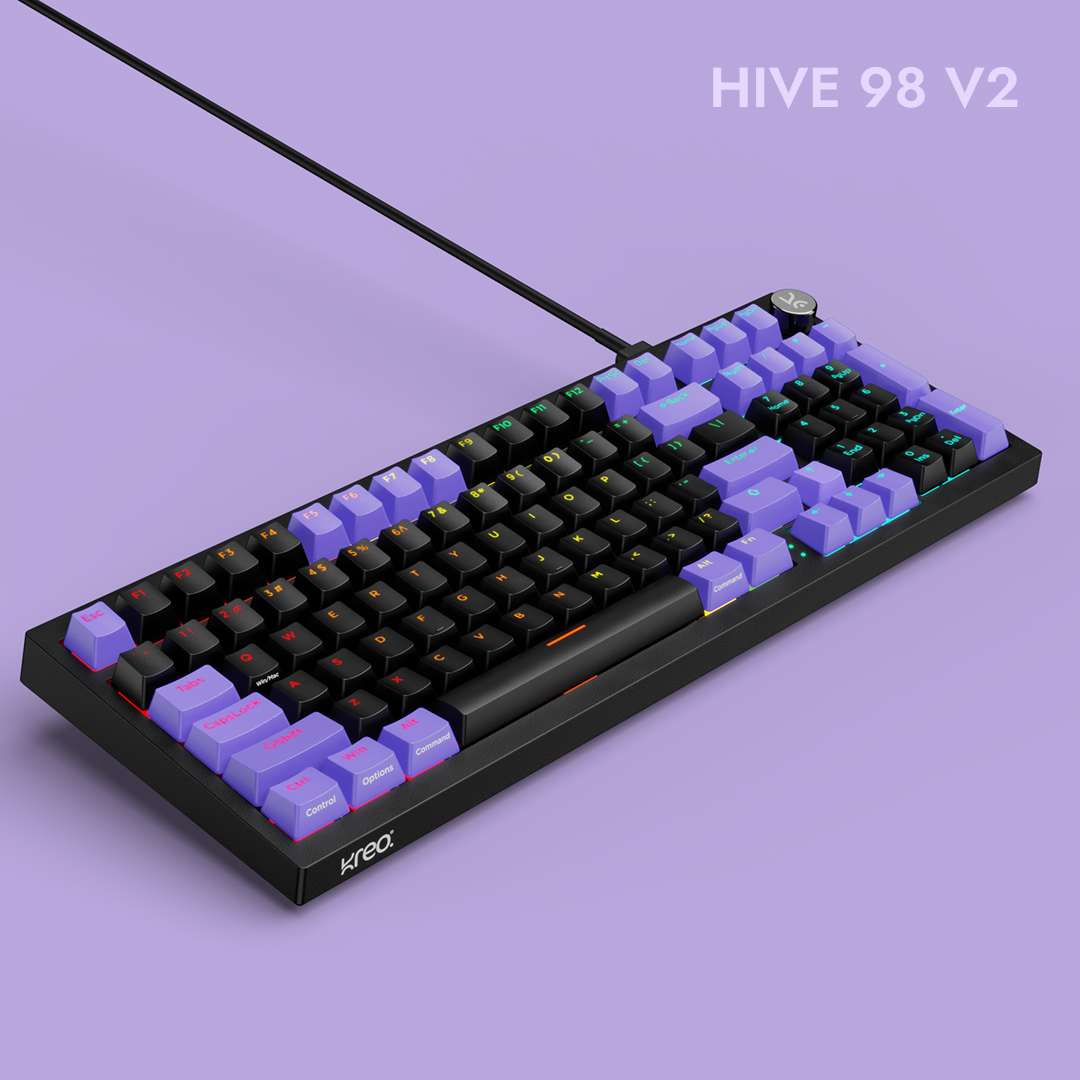 Hive98 V2 Black Purple Wired Mechanical Gaming Keyboard