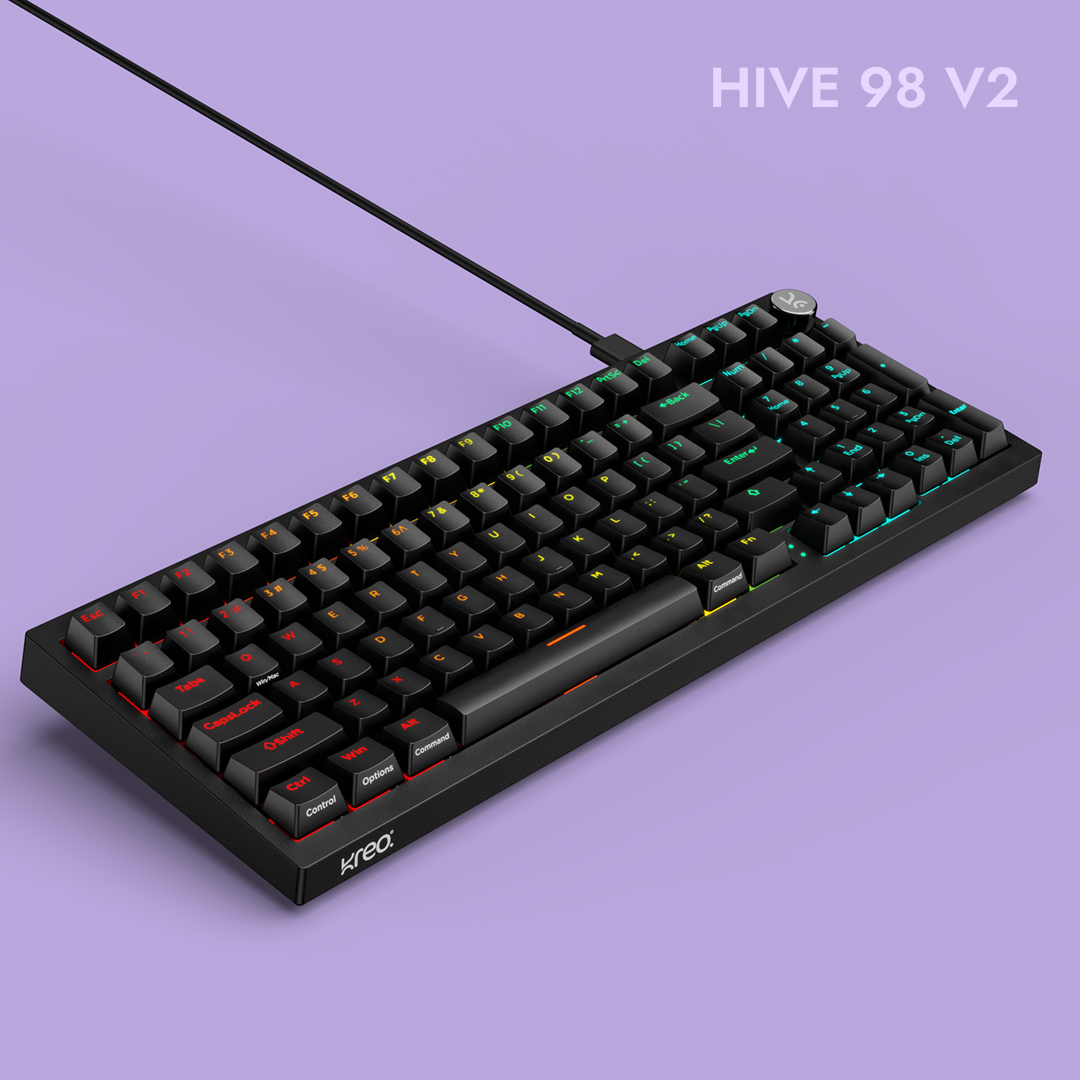 Hive98 V2 All Black Wired Mechanical Gaming Keyboard