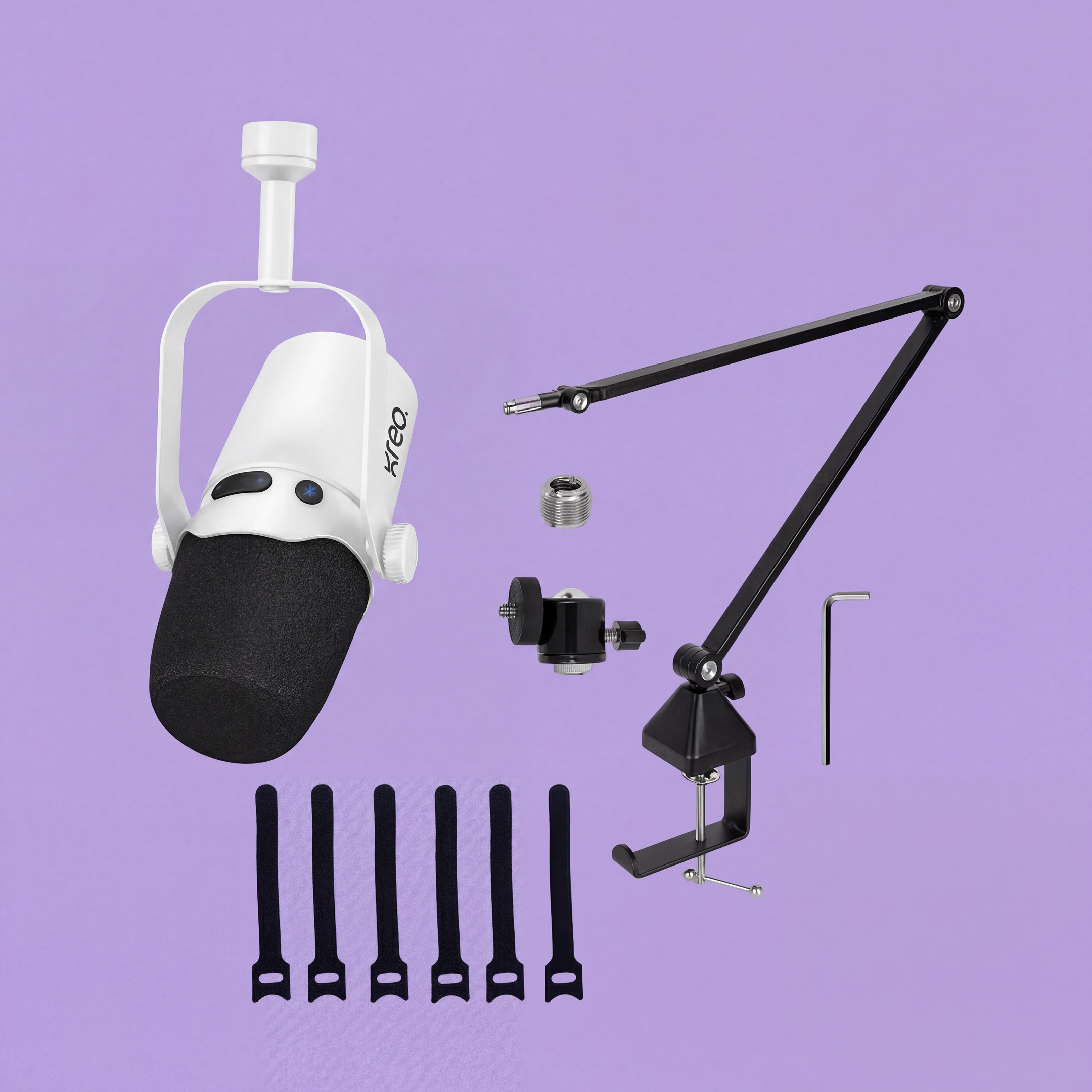 Kast White Dynamic Mic + Rod Pro Boom Arm Combo