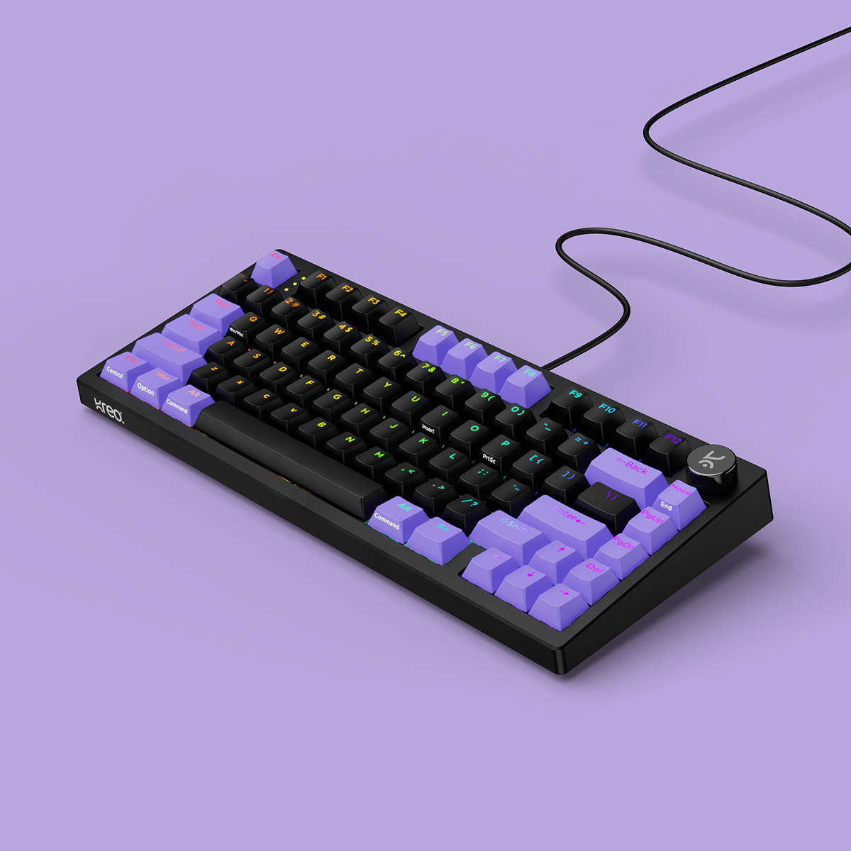 Hive75 V2 Black Purple Wired Mechanical Gaming Keyboard
