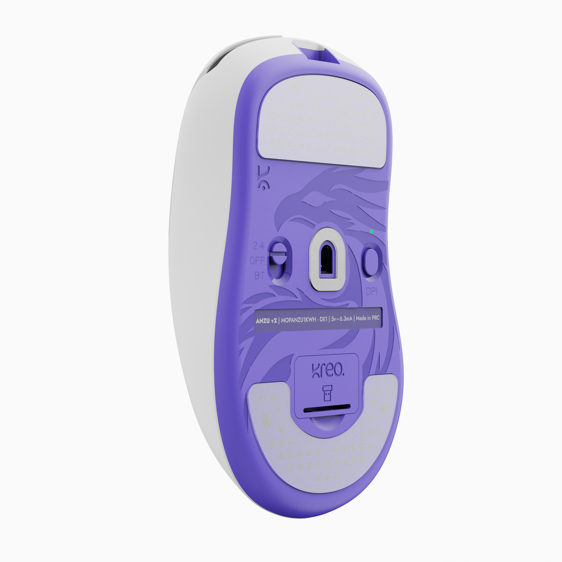 Anzu V2 White Ultralight Ergonomic Wireless Gaming Mouse