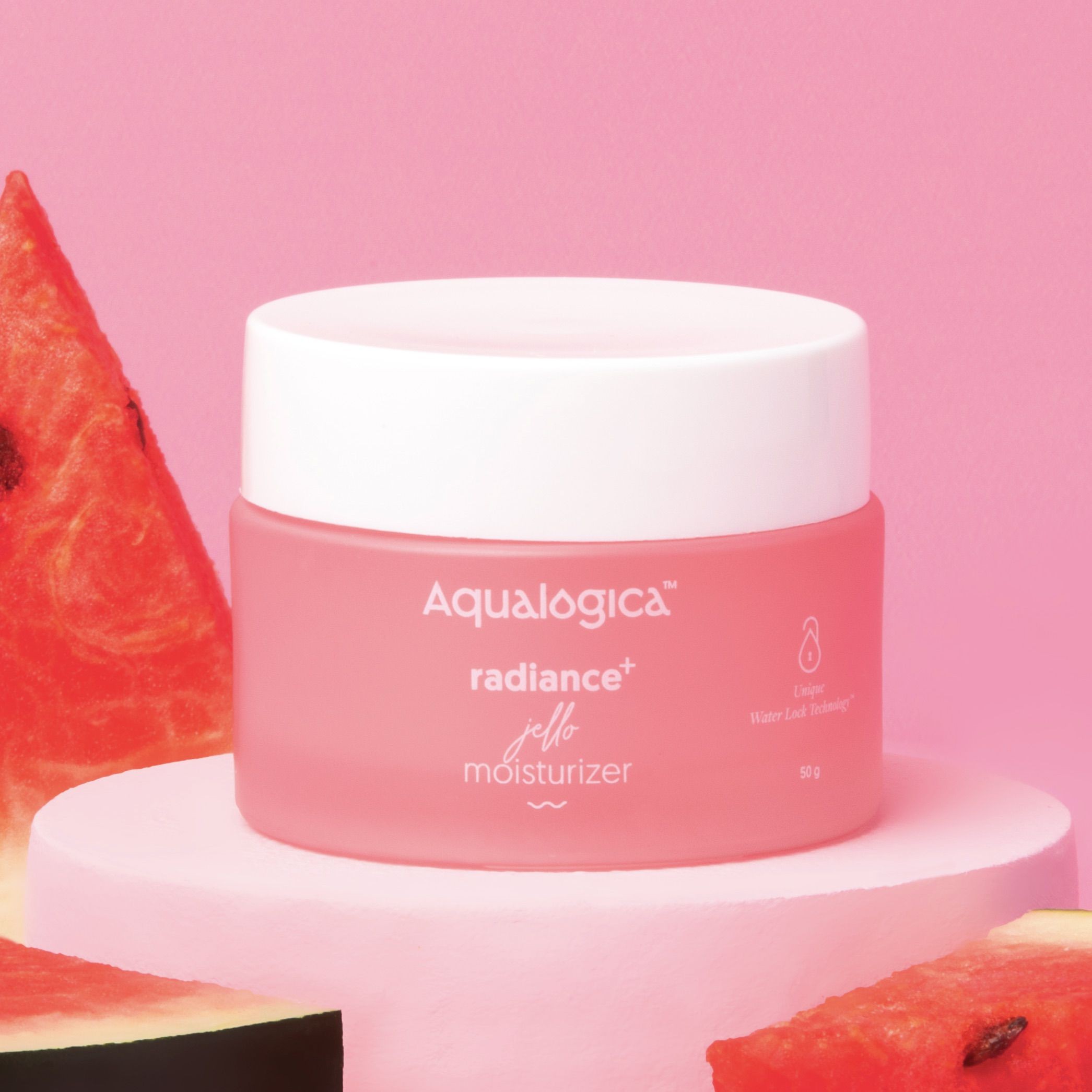 Aqualogica Radiance+ Jello moisturizer in pink jar 