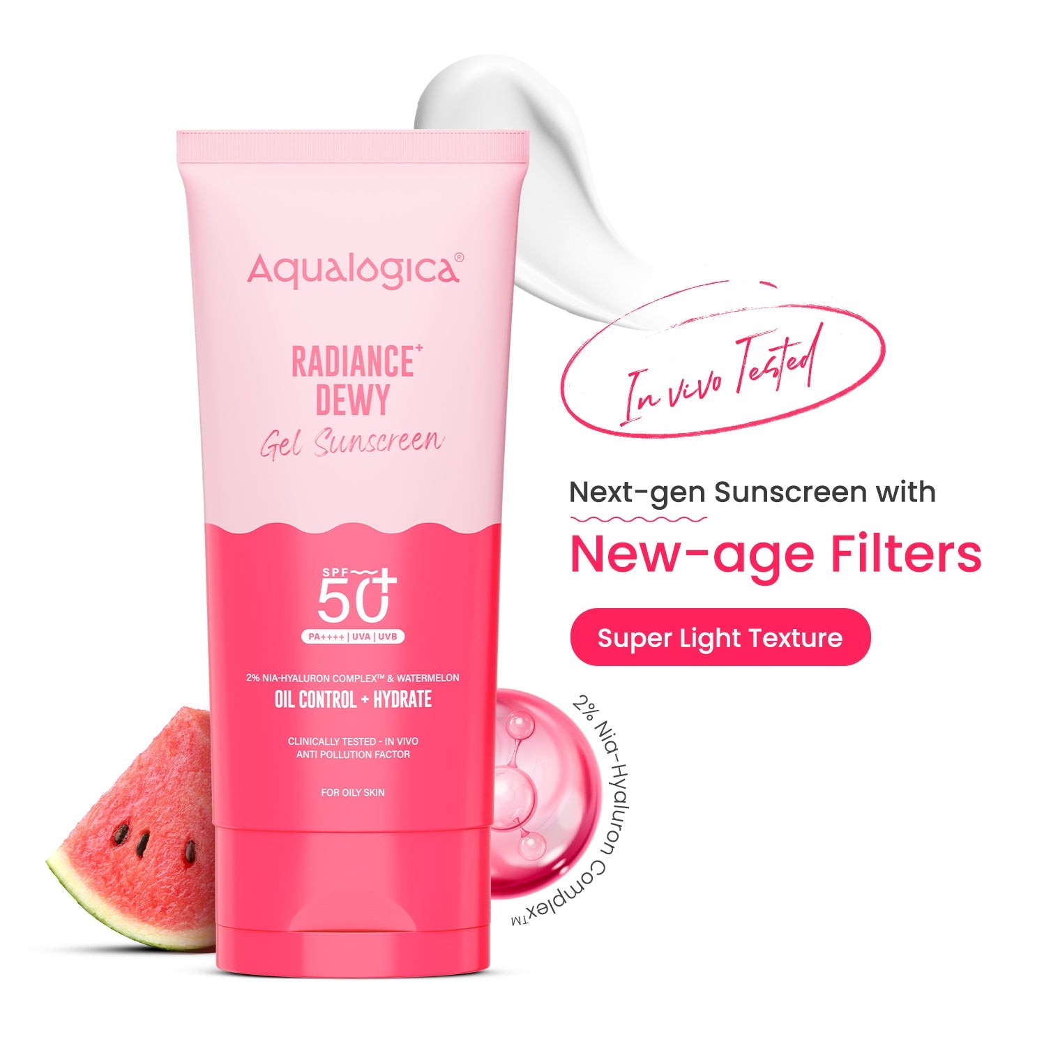 Aqualogica radiance dewy sunscreen SPF 50 80g watermelon
