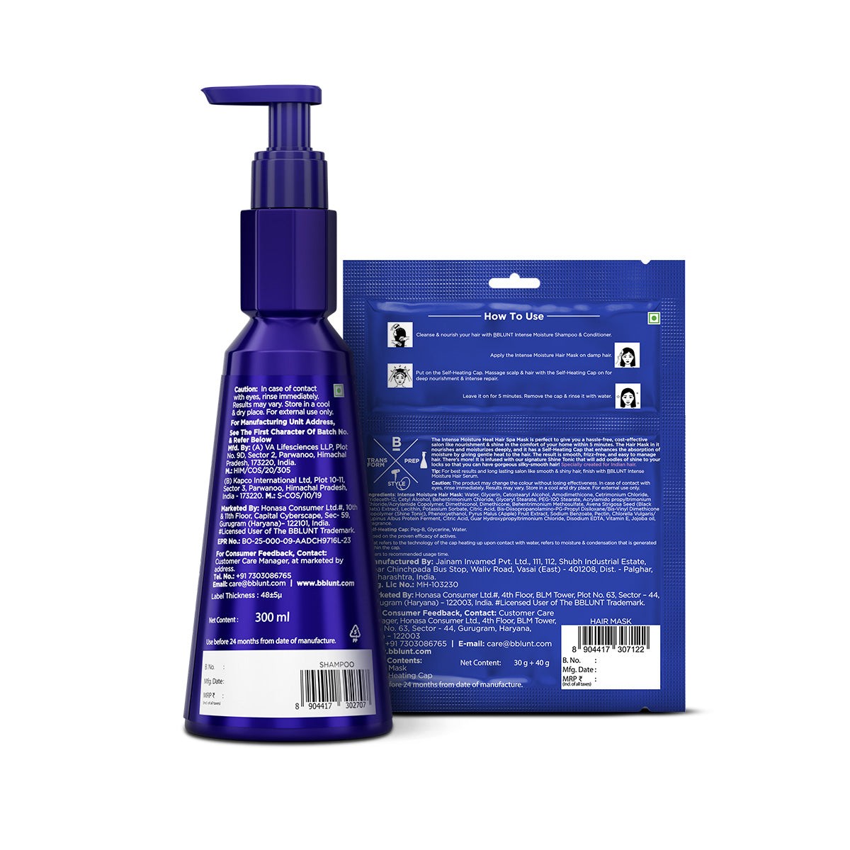 BBLUNT Frizz-Free Hair Combo (Intense Moisture Shampoo + Intense Moisture Heat Hair Spa Mask)